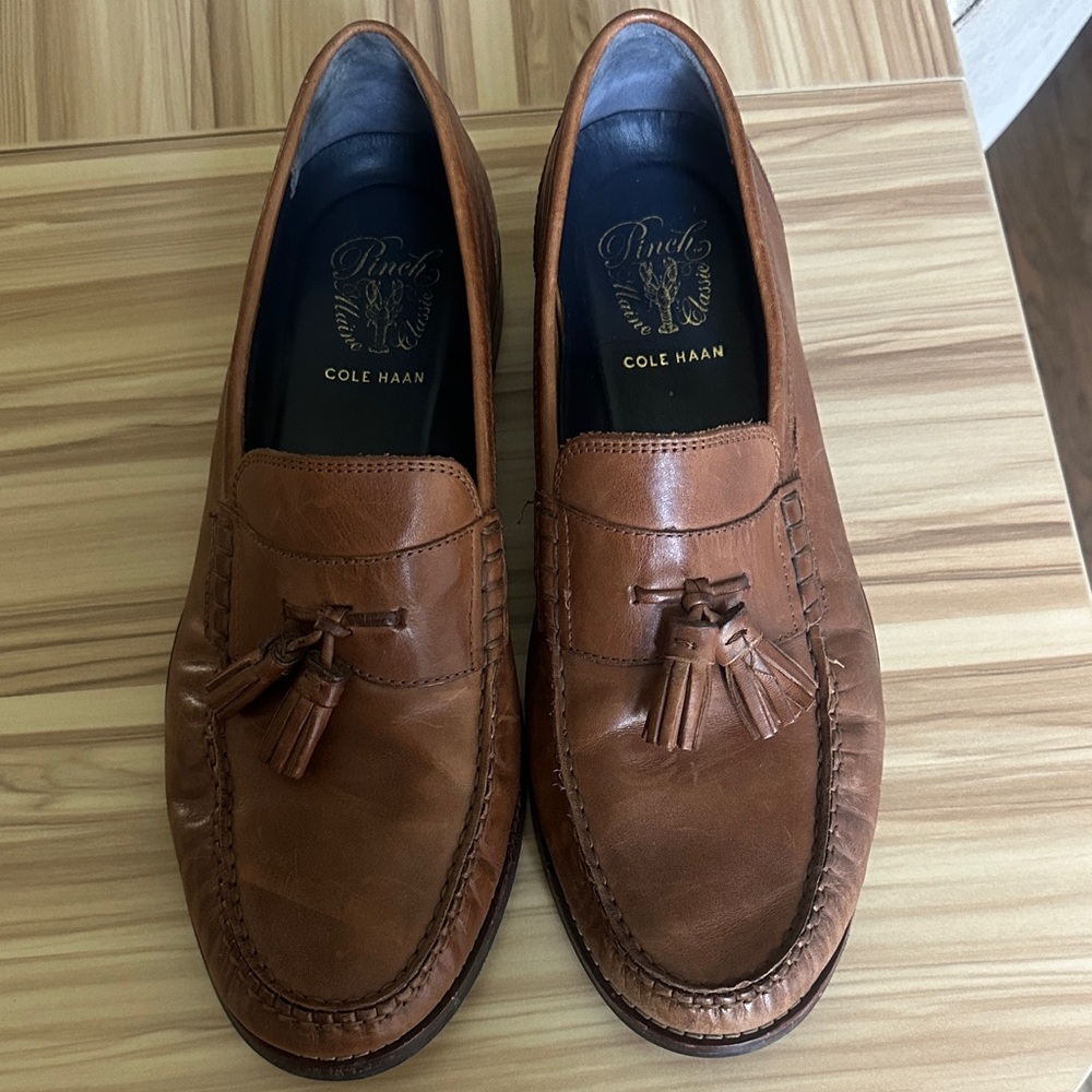 Cole Haan Tan Leather Tassel Loafers
